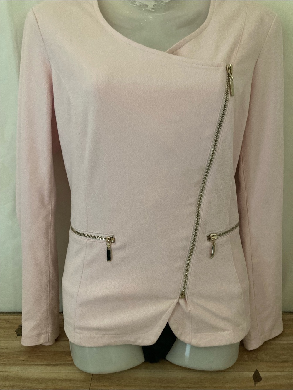 San Francisco Pink Moto Jacket Blazer Gold Zip Size M